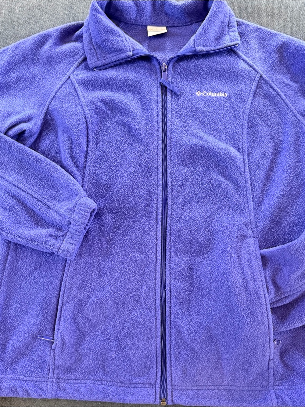 Columbia blue Full-Zip Fleece Jacket with Stand Collar